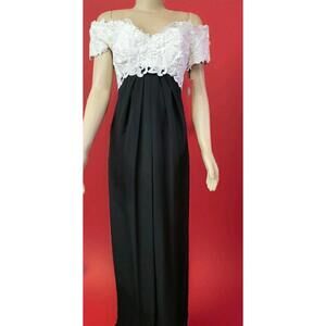 Nancy Johnson Premier Gown Dress Black/white Size 10 Off The Shoulders NWT #CB7